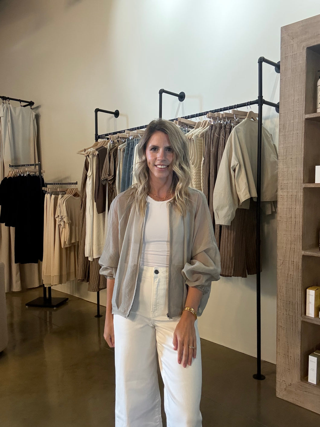 Sheer Zip Blouson Jacket