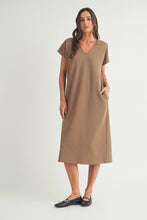 LOUNGE SHOULDER DRAPED MIDI DRESS