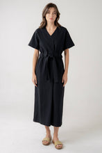 V-NECK DRAWSTRING WAIST DRESS