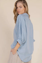 Tencel 3/4 Puff Sleeve Button Up Shirt