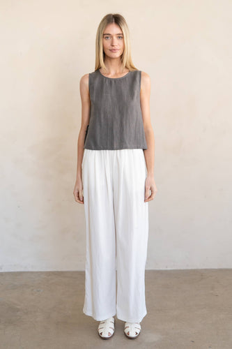 SIDE-TIE DETAILED LINEN TOP