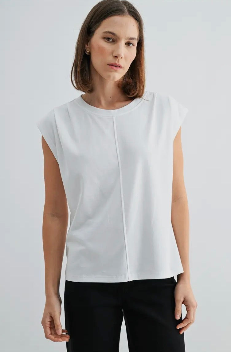 Wide Shoulder Knit Top