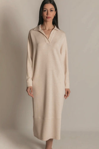 P. CILL Butter Modal Collared Long Sleeve Dress