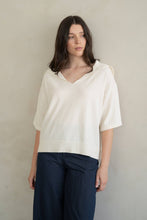 WIDE OPEN COLLAR KNIT TOP