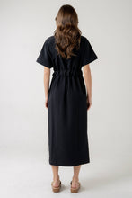V-NECK DRAWSTRING WAIST DRESS
