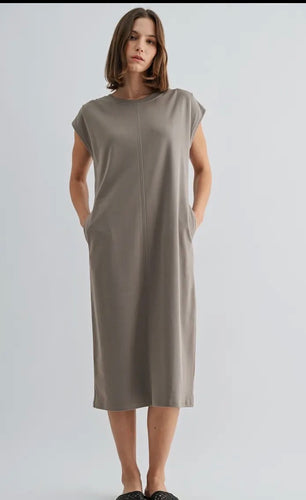 Pleated Wide Shoulder Dress