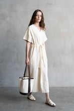 V-NECK DRAWSTRING WAIST DRESS