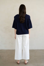 WIDE OPEN COLLAR KNIT TOP