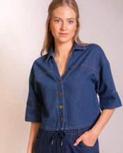 Cropped Wide Sleeve Denim Shirt