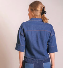 Cropped Wide Sleeve Denim Shirt