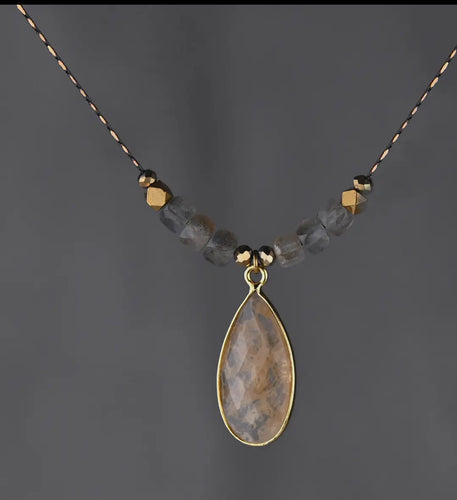 Delicate Lab and Golden Rutile Necklace 14”