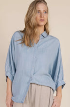 Tencel 3/4 Puff Sleeve Button Up Shirt