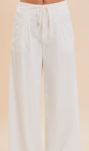 RIBBON WAIST PINTUCK PANTS