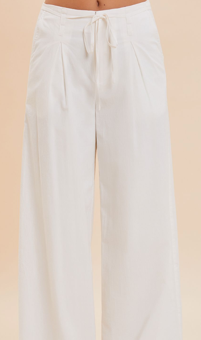 RIBBON WAIST PINTUCK PANTS