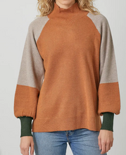 Mock Neck Color Blocked Sweater
