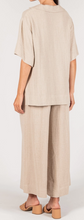 Linen Collared Top and Wide Leg Pant Set