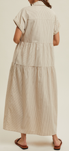 Stripe Corduroy Button-Up Midi Dress