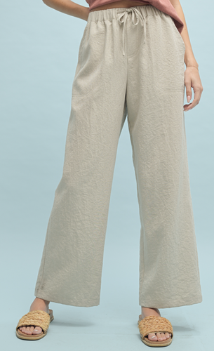 Crinkle Woven Pants With Drawstring