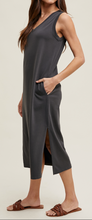 V-Neck Midi Tank Dress With Side Slits