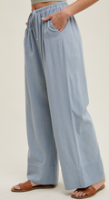 Striped Straight Pants with Drawstring