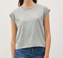 Basic Acid Wash Capped Sleeve Top