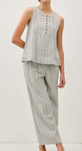 Striped Cotton Gauze Button Up Tank