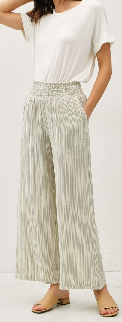 Pinstriped, Cotton Gauze Pants
