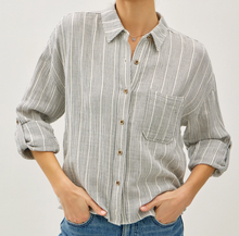 Striped, Cotton Gauze Button Up Top