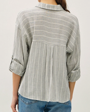 Striped, Cotton Gauze Button Up Top