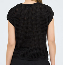 CROCHET KNIT BATWING SHORT SLEEVE SWEATER TOP