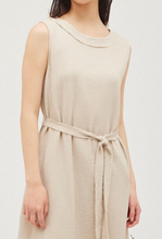 Round Neck Gauze Dress with Tie