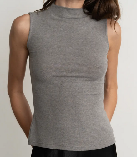 Sleeveless Mock Neck Ribbed Knit Top