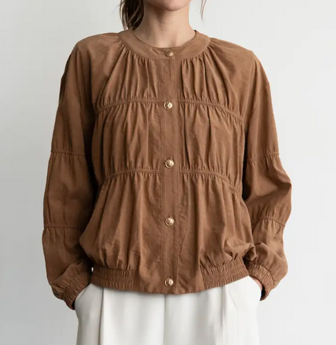 Elegant Elastic Piping Detail Jacket