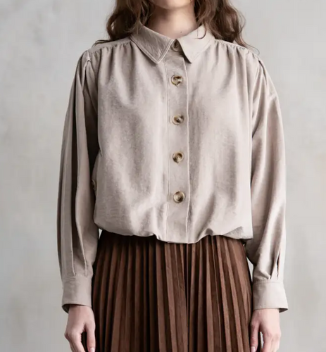Bubble Elastic Hem Pleated Sleeve Shirt Jacket