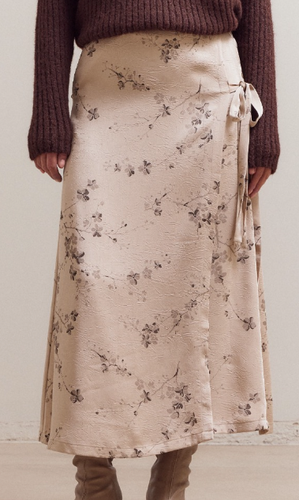 PRINTED OVERLAP MID SKIRT