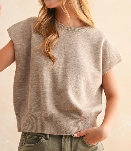 Loose Fit Short Sleeve Sweater Top
