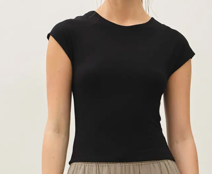 Cap Sleeve Crewneck Top