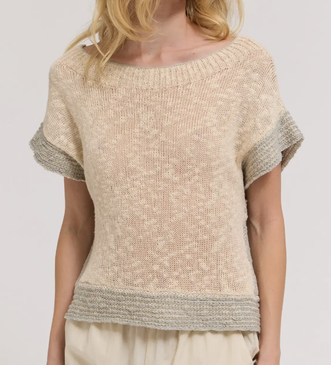 Drop Shoulder Overlap Side Seam Knit Top