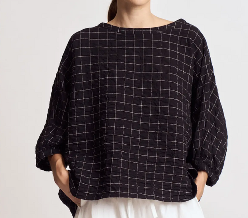 Check Print Gauze Blouse