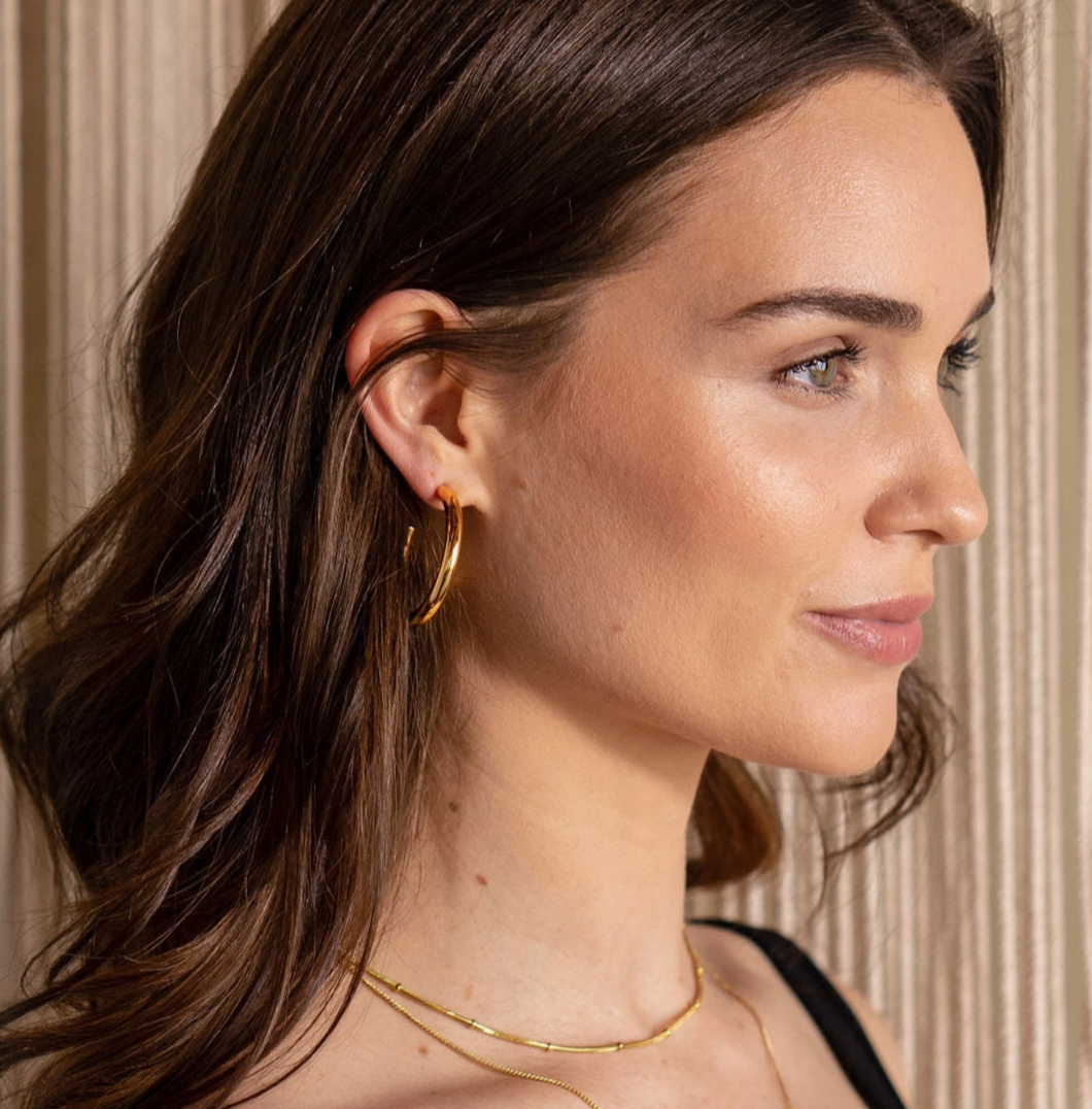 24K Gold 37mm Tube Hoops