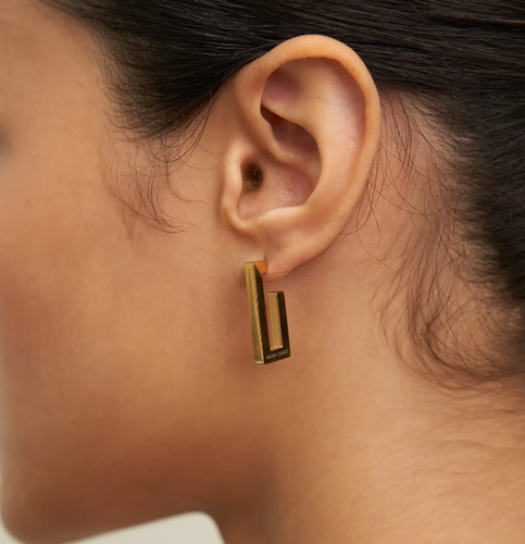 Waterproof Gold Rectangular Hoops