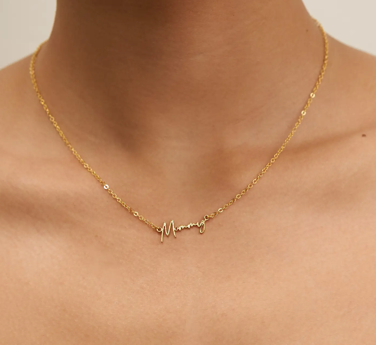 24K Gold Mommy Pendant Necklace