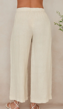 Drawstring Waistband Wide Leg Linen Pants