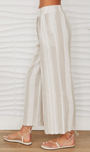 Stripe-Flat Front Linen Pant