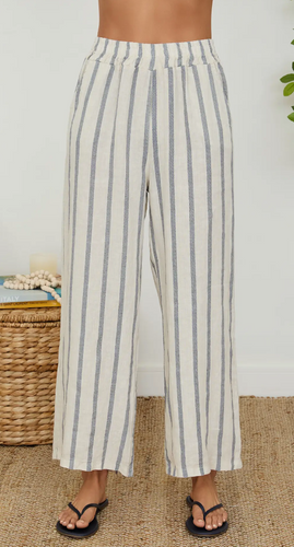 Stripe Wide Leg Linen Pant
