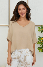 V-Neck Linen Dolman Sleeve Crop Top