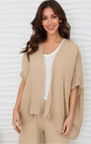 Open Kmono Cardigan Linen Top