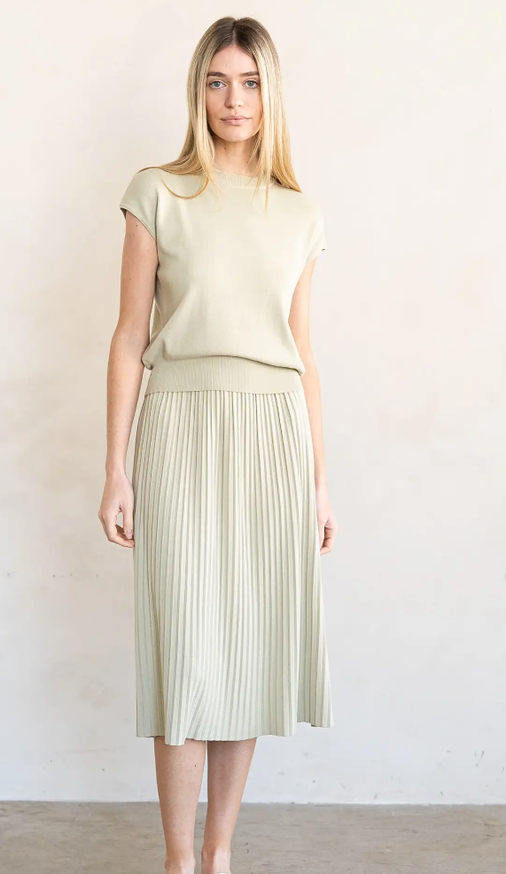 Elegant Kintted Pleated Midi Skirts