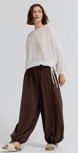 Nylon Blend Pleated Waist Balloon Pants