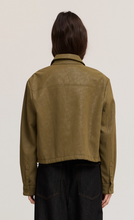 Button Down Snap Button Vegan Leather Jacket